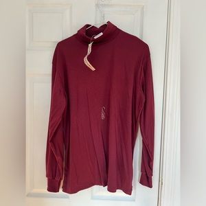 Vintage 90s Bobbie Brooks NWT Turtleneck Shirt Womens XL  Burgundy Made In USA